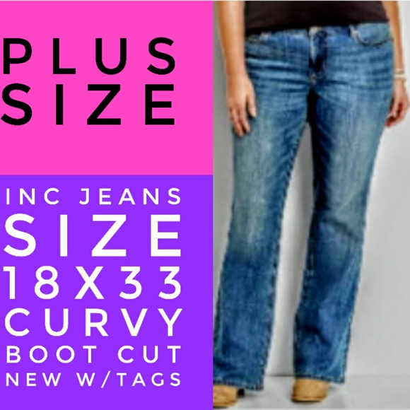 INC International Concepts Denim - INC Jeans Plus Size 18x33 Curvy Boot Cut NWT